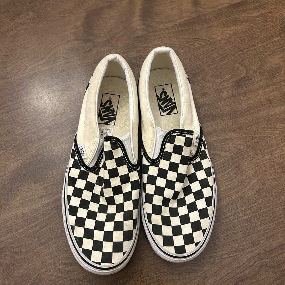 Vans Black and White Checkerboard Slip-Ons